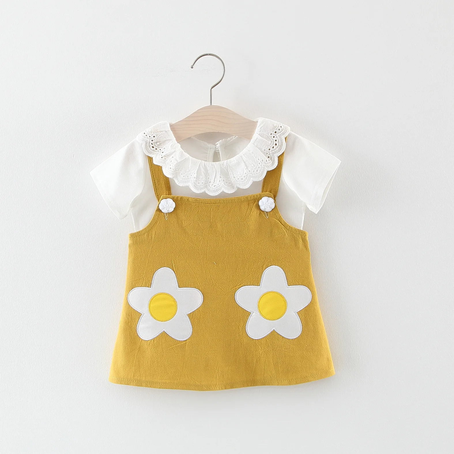 

Tassel Clothing Bay Summer New Style Set GIRL'S Strap Skirt Peter Pan Collar All-cotton T-shirt Two-Piece Set Kids Clothes M986