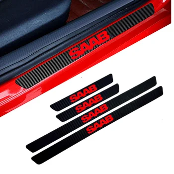 

4PCS Car Styling Carbon Fiber Door Sill Protector Stickers For Saab 93 95 Saab 9-3 9-5 900 9000 protection Sticker