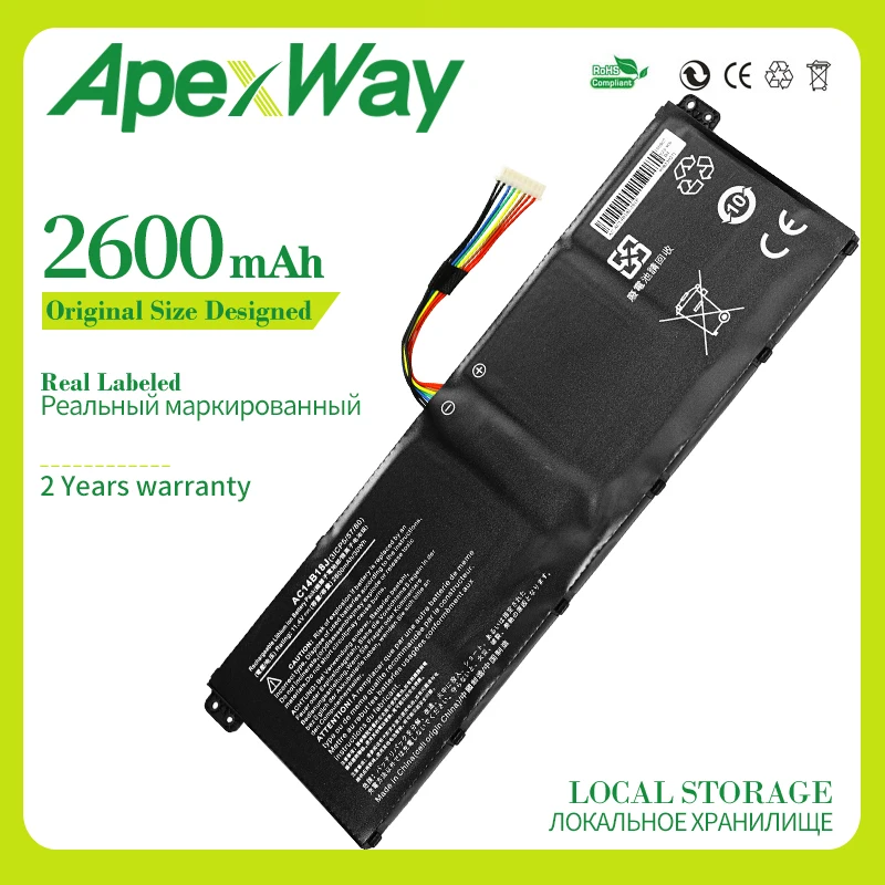 ApexWay 11,4 v AC14B18J ноутбук Батарея для acer Aspire AC14B13j E3-111 E3-112 E3-112M ES1-511 TravelMate B116 B115-MP
