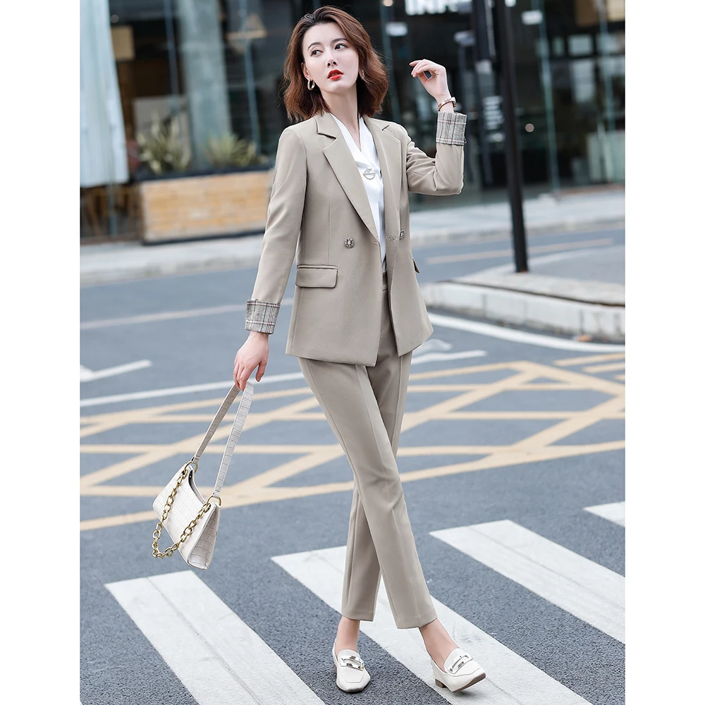 

Office Work Pant Suits Women Suit Business Lady Uniform Female 2 Piece Set Blazer Pants Jacket Autumn Winter 2020 Large Size 4XL