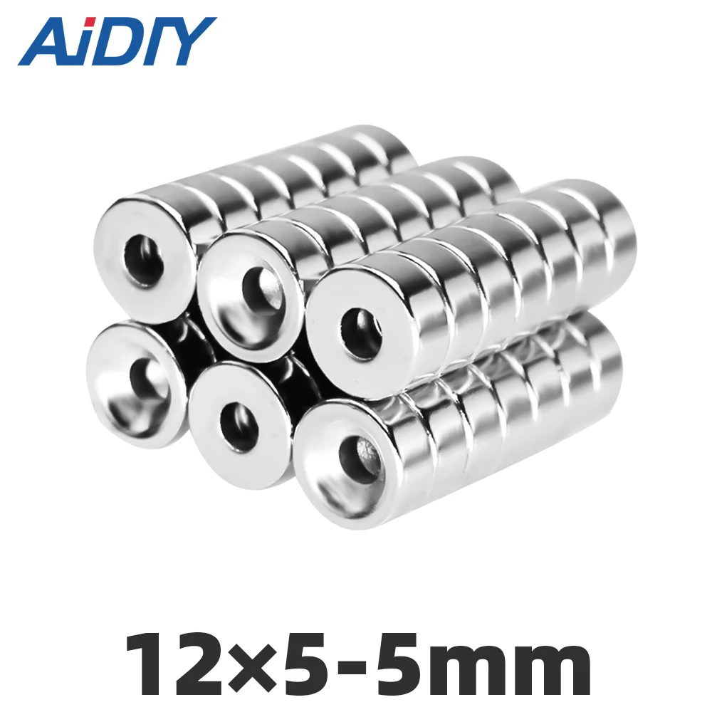 

AI DIY 5/20/50 pcs 12x5mm Hole 5mm N35 Super strong ring countersunk magnets permanent neodymium magnet 12*5-5mm