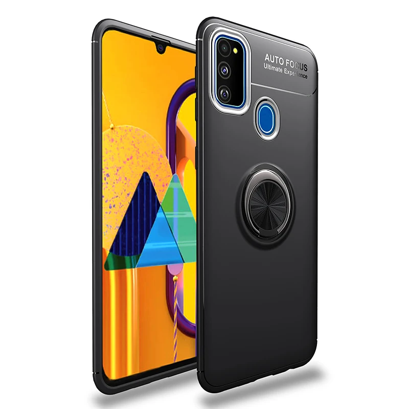 

For Huawei Honor 9A Phone Case Ring Stand Holder Soft Matte Silicone Back Cover Case For Honor 9A Case Cases