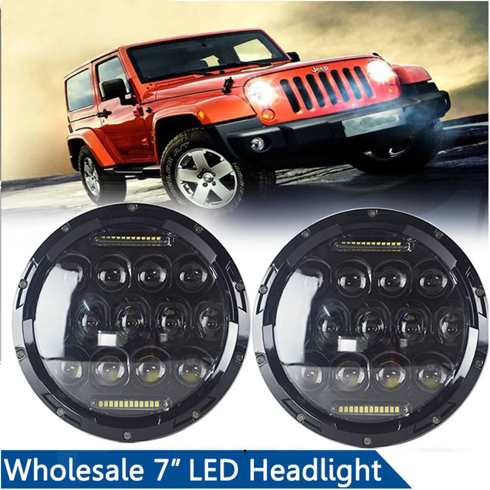 

7" inch Round LED Headlight Bulb 75W DRL Turning Signal 7Inch Bracke Ring Projector Fog Light For Motorcycle Cars