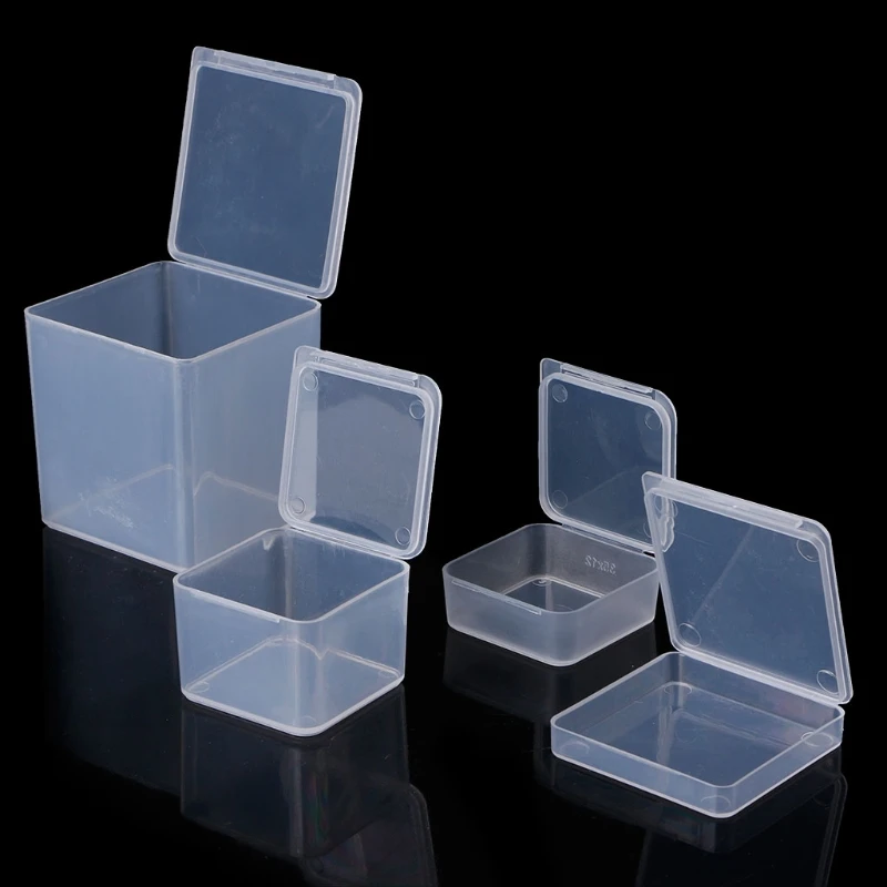 Cajas cuadradas pequeñas de plástico transparente para almacenamiento de joyas, contenedores para manualidades y cuentas, novedad 2022|Cajas y recipientes de almacenamiento| - AliExpress