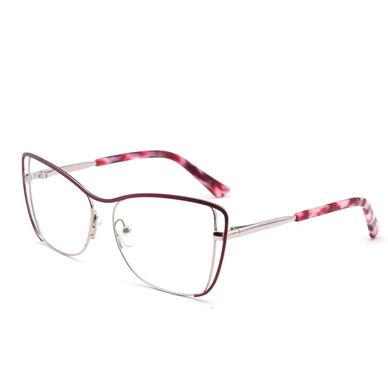 47316 Сплав Полые оправы для очков ультралегкие мужские женские оптические модные компьютерные очки - Цвет оправы: Red silver