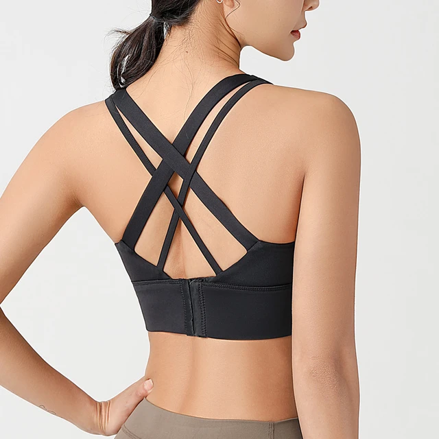 Letter Tape Panel Backless Sports Bra