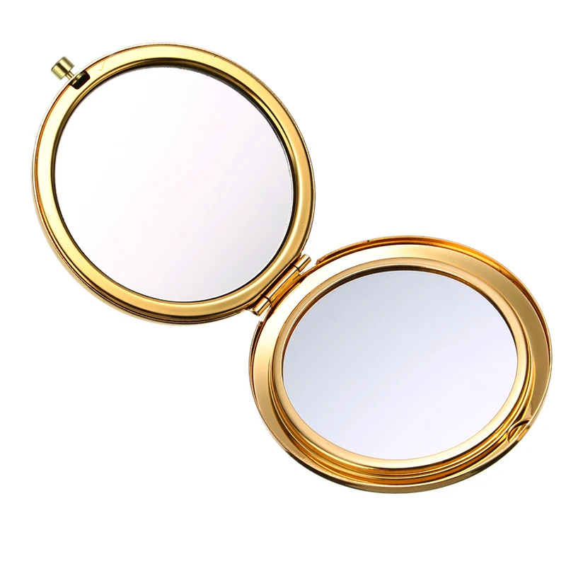 70 мм круглые металлические складные зеркала, портативные одноцветные Компактные мини-зеркала для макияжа, карман для девочки, подарок, косметические инструменты