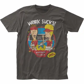 

BEAVIS AND BUTTHEAD T-Shirt Work Sucks Classic MTV Logo New Authentic Cartoon t shirt men Unisex New Fashion tshirt
