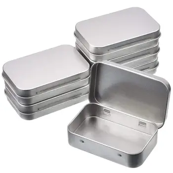 

6pcs Mini Portable Metal Rectangular Empty Hinged Tins Small Storage Kit Box Containers