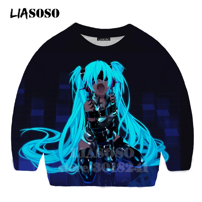 LIASOSO детей толстовки 3D принт аниме девочка Hatsune Толстовка Miku музыки детей мальчиков и девочек с круглым вырезом в стиле «хип-хоп» Детский свитер для подростков B174 - Цвет: 5