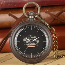 Классический деревянный чехол большие карманные часы с циферблатом для мужчин и женщин практичные указки сплава кулон цепи