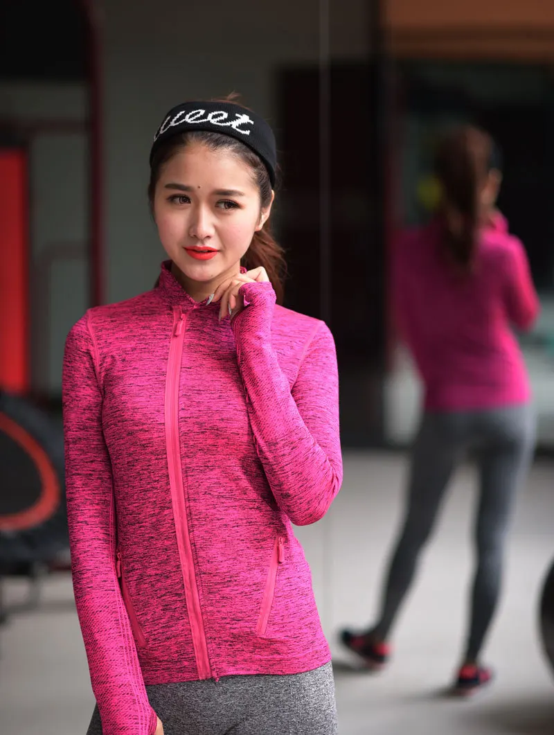 Cheongsam Стенд воротник быстросохнущее фитнес-пальто сегмент окрашенная косая молния спортивная с длинным рукавом Йога Бег дышащая куртка