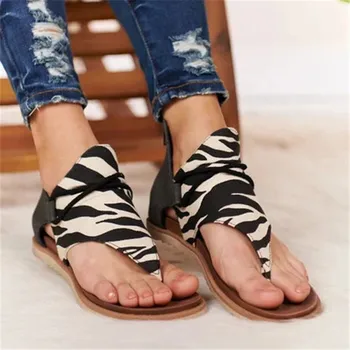 

New Women's Sandals Boho Style Leopard Print Ladies Flat Shoes Plus Size Dropshipping Female Casual Beach Sandals 2020