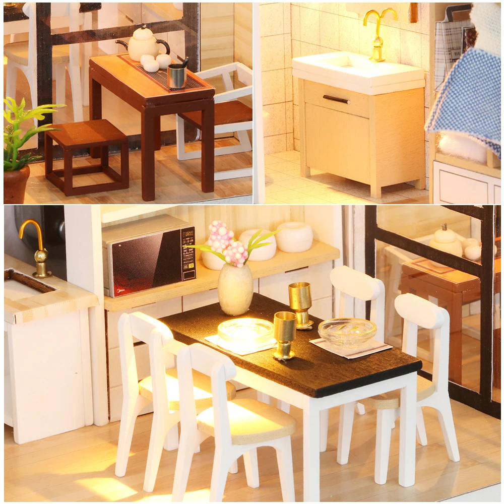 Doll House Furniture Miniature Dollhouse DIY Miniature House Room Box Theatre Toys for Children Casa DIY Dollhouse M38