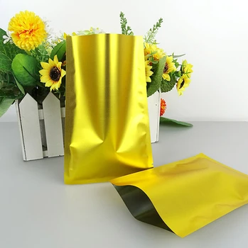 

12.8 Qi 100pcs/lot 7x10cm Top Open Gold Plain Pocket Bags for Coffee Aluminium foil Bags Aluminum Pouches Heat sealing for Food
