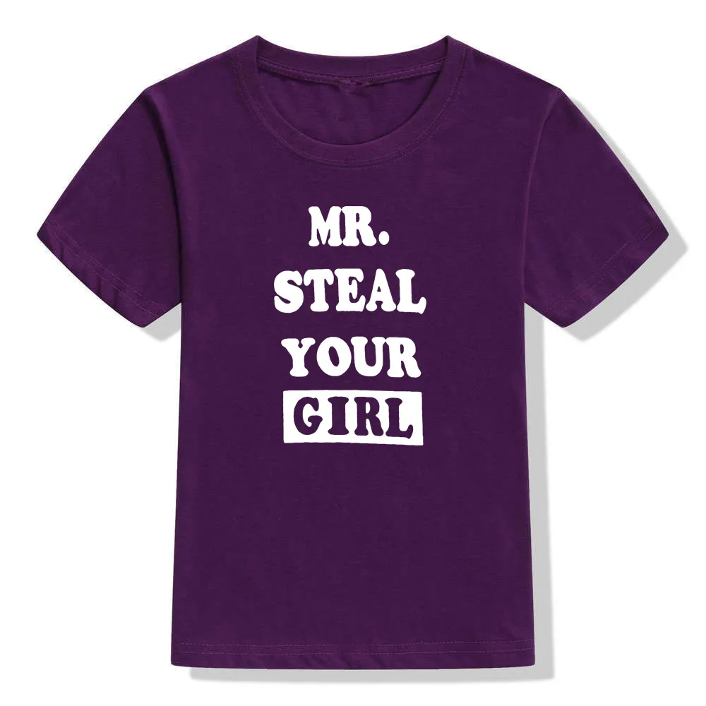 Коллекция года, летняя футболка для мальчиков с надписью «Mr Steal Your Girl» Футболки для маленьких мальчиков детские футболки для мальчиков модные детские топы - Цвет: 41K6-KSTPP-