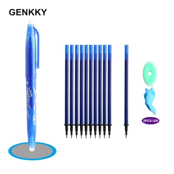 

1+10/PCS Genkky Gel pen Set For School Office Erasable Pens Colors Refills Two Gift Eraser And Pen Holder Drawing Stationery