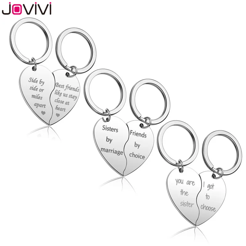 Jovivi 2 шт./компл. брелок из нержавеющей стали в форме сердца