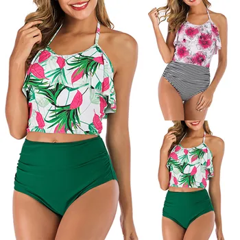 

bikinis 2019 mujer Women Tankini Sets With Boy Shorts Ladies Bikini Set Swimwear Push-Up Padded Bra biquinis feminino monokini