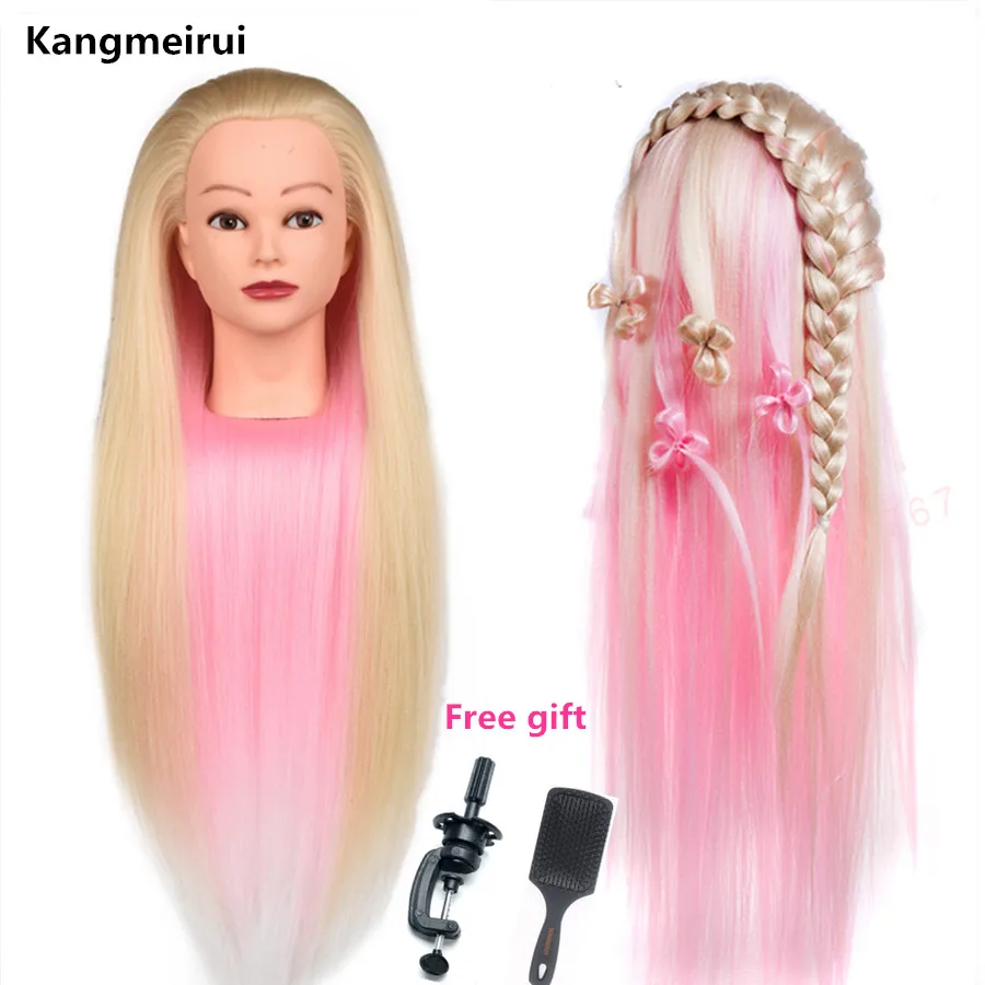 26&quot High Temperature Colorful Hair Doll Heads Nice Hairdressing Training Head Dummy Hairdresser Mannequin |