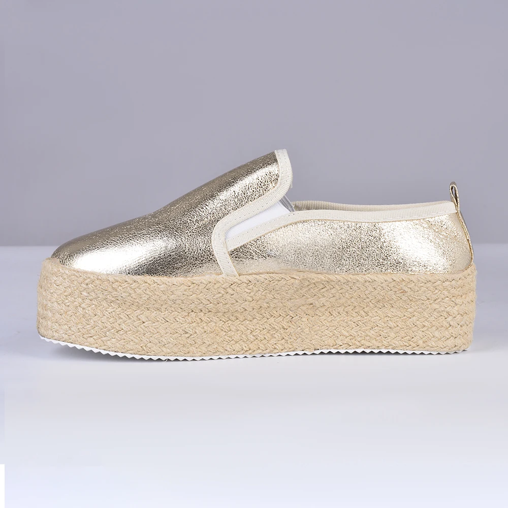 Litthing/Женская обувь с вырезами и кружевом; повседневная обувь на платформе; женские дышащие Эспадрильи на толстой подошве; zapatos; обувь на плоской подошве; большие размеры - Цвет: Golden E