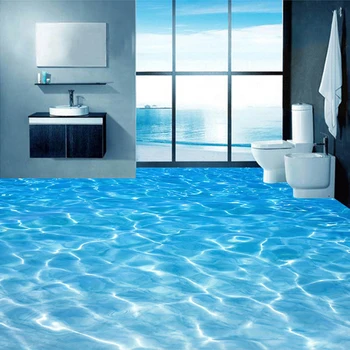 

Custom 3D Floor Murals Wallpaper Sea Water Surface Ripple Photo Wallpaper PVC Waterproof Bathroom Floor Sticker Vinyl Wall Paper