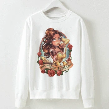 

VOGUE Harajuku Sweatshirt Kawaii Princess Print Hoodies Cartoon Women Casual Style Long Sleeve White Autumn And Winter Pullover