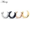 Alisouy 2pcs Stainless Steel Round Saddle Ear Tunnel Plug Piercing Ring Expander Studs Stretchers Fashion Body Piercing Jewelry ► Photo 3/6