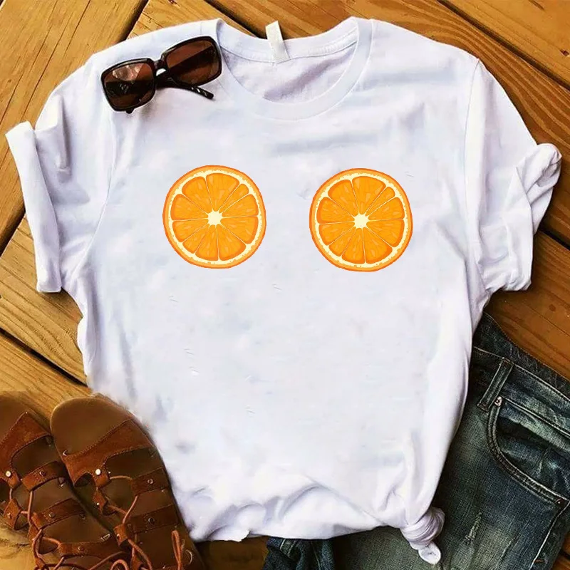 

Women T Shirt Funny Orange Print Tshirt Women Short Sleeve O Neck Loose T-shirt Ladies Summer Causal Tee Shirt Clothes Tops
