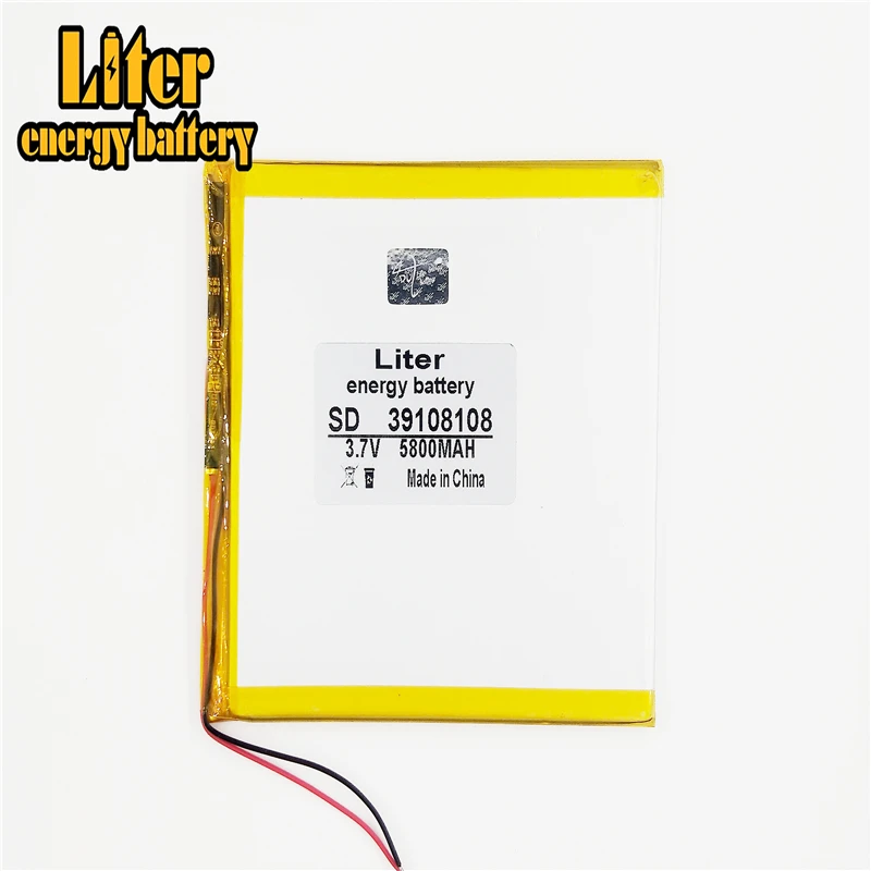 

polymer Rechargeable lithium battery PL39108108 3.7V 5800mAh battery pack For DIY GPS Power bank Tablet P