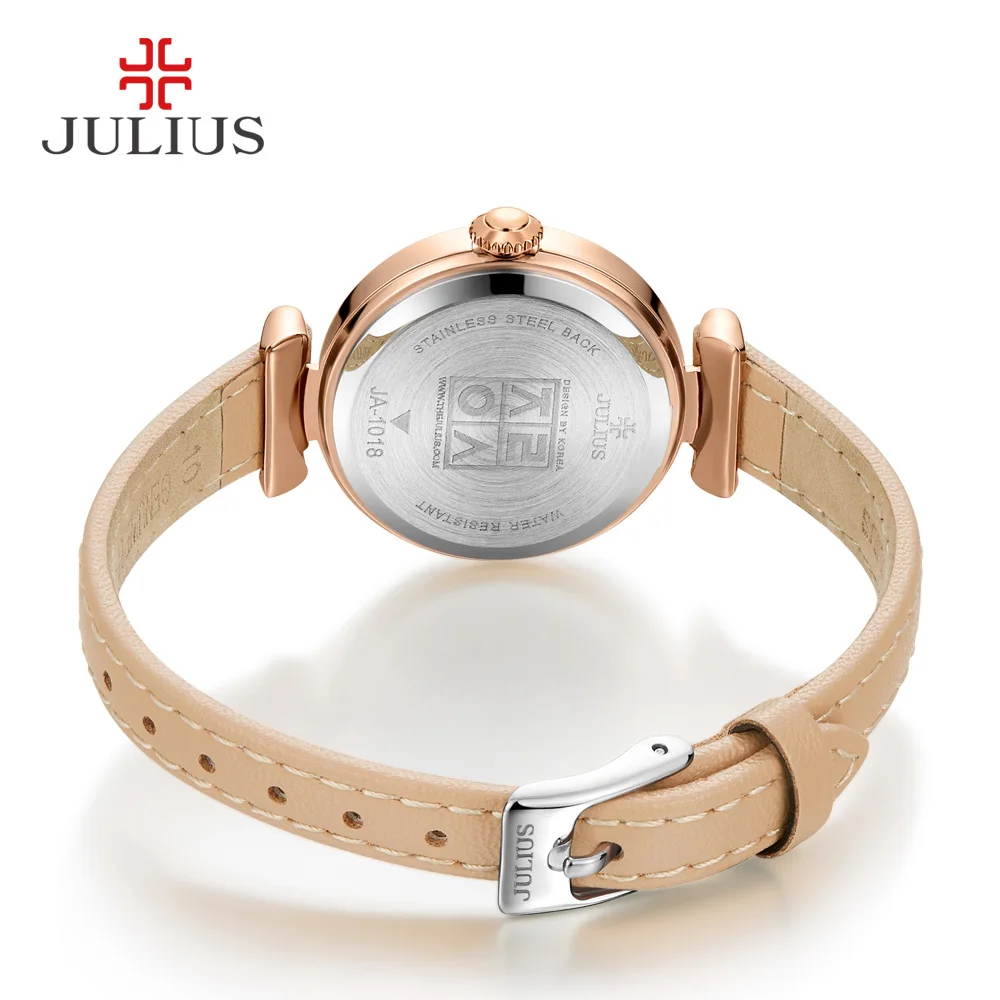 JULIUS Einfachheit frauen Kleid Uhr Klassische Lederband Uhren Schlanke Damen Japan Quartz Movt High-End Luxus Reloj JA-1018
