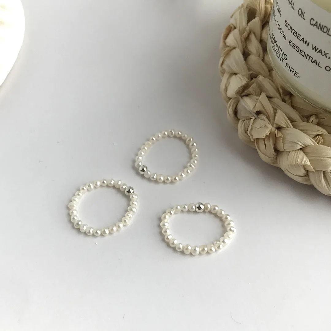 Joyería de lirio para mujer, Mini anillos de perlas pequeñas bohemias para plata de ley 925 auténtica, regalo de fiesta, joyería de perlas de agua dulce, 1 Uds.