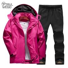 

TRVLWEGO Women Men Winter Camping Hiking Trekking Skiing Climbing Waterproof Outdoor Jackets Soft Shell Pants Warm Trousers Set