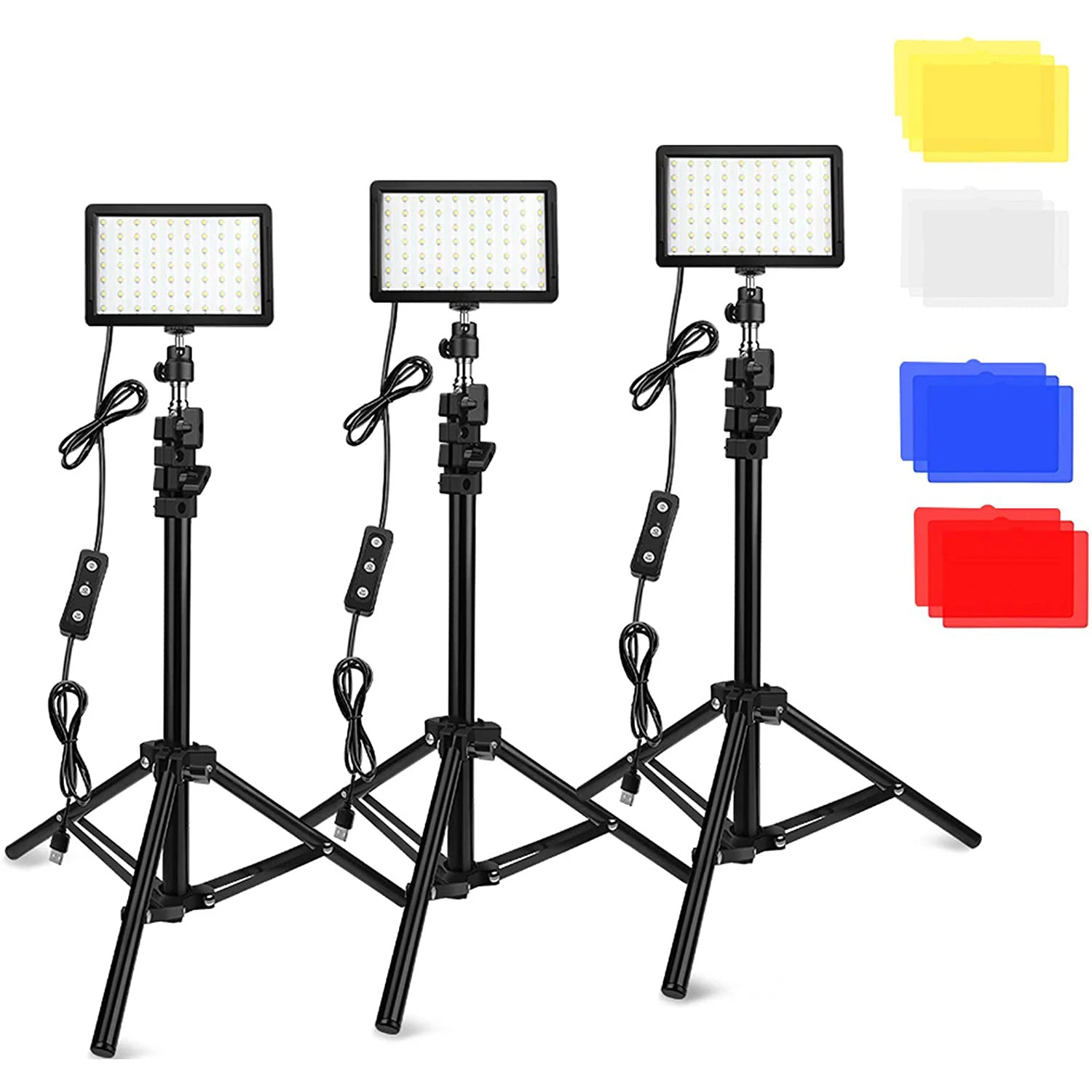 Led Photography Video Light Panel Lighting Photo Studio Lamp Kit With Tripod Stand Rgb Filters