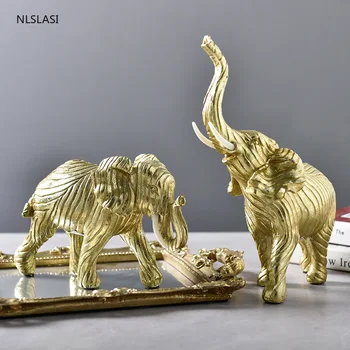 

Light luxury golden elephant crafts ornaments creative home porch office decorations wholesale living room simple furnishings