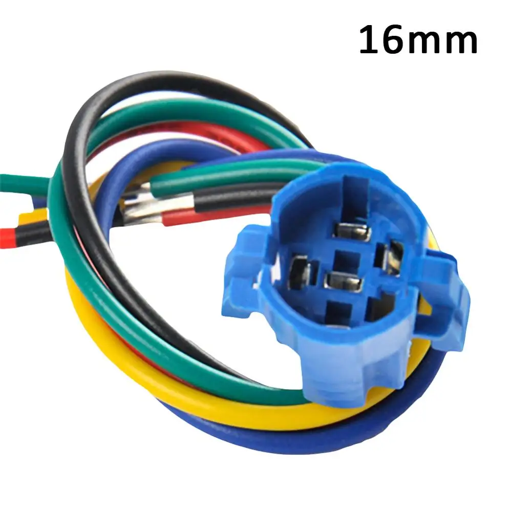 

16mm 19mm Metal Push Button Switch Flat Pins Type Switch Connector Push Button Socket Plug Adapter Wire