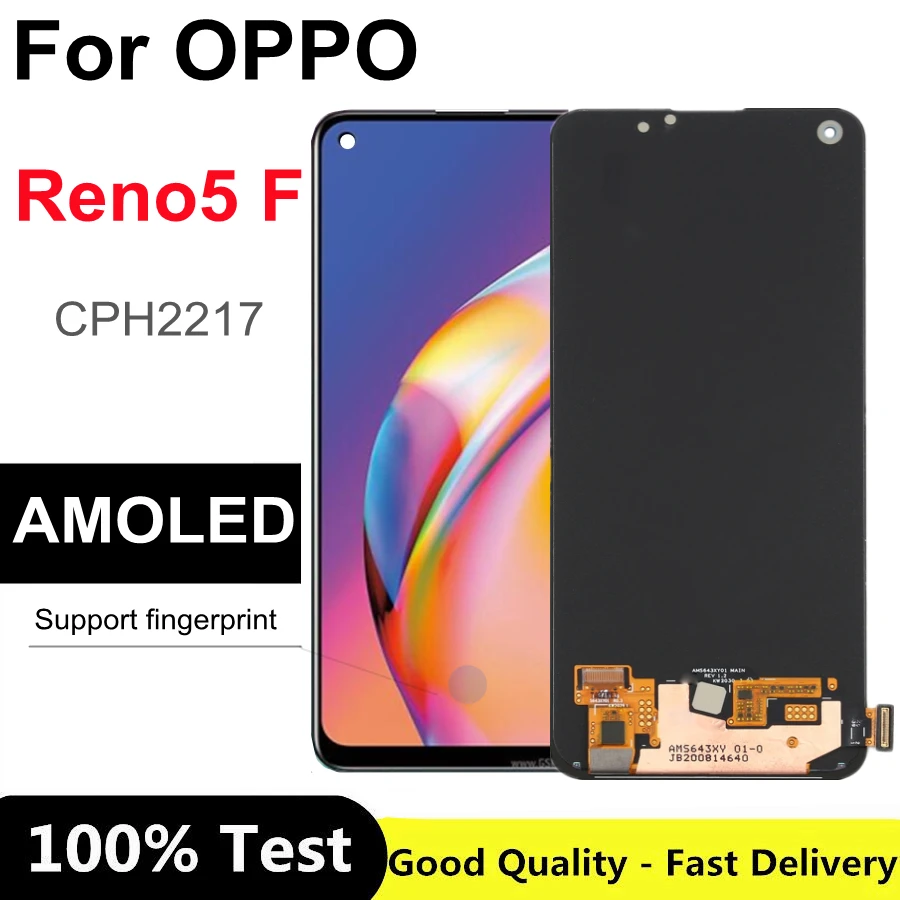 

6.43" AMOLED For OPPO Reno5 F CPH2217 LCD Display Touch Digitizer Screen Assembly for Oppo OPPO Reno 5F LCD