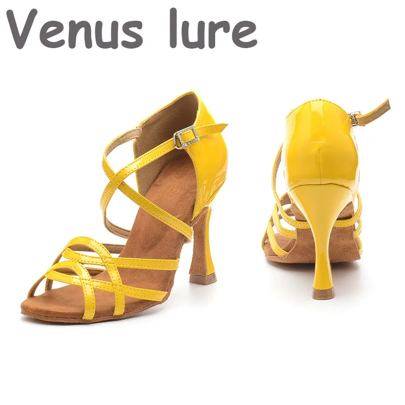 

Women Dance Shoes Girls Ballroom Latin Dance Shoes Ladies Samba Dancing-Shoes Tango Performance Shoes Salsa Sandals Yellow Shoes
