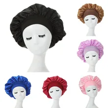 

1 Pcs With Premium Elastic Band Extra Large Satin Silky Bonnet Sleep Cap For Unisex Head Wrap Brimmed Night Hat Bath Cap
