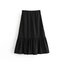 Женская Базовая Однотонная юбка миди с эластичной резинкой на талии, с боковой молнией, плиссированная Женская Повседневная модная юбка mujer