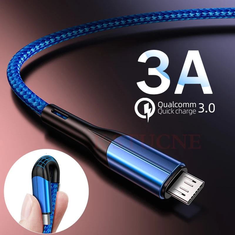 KSTUCNE Micro USB Cable 3A 3.0 Fast Charging Charger Micro usb Cable For Samsung S7 Xiaomi LG Android Mobile Phone Charger Cable