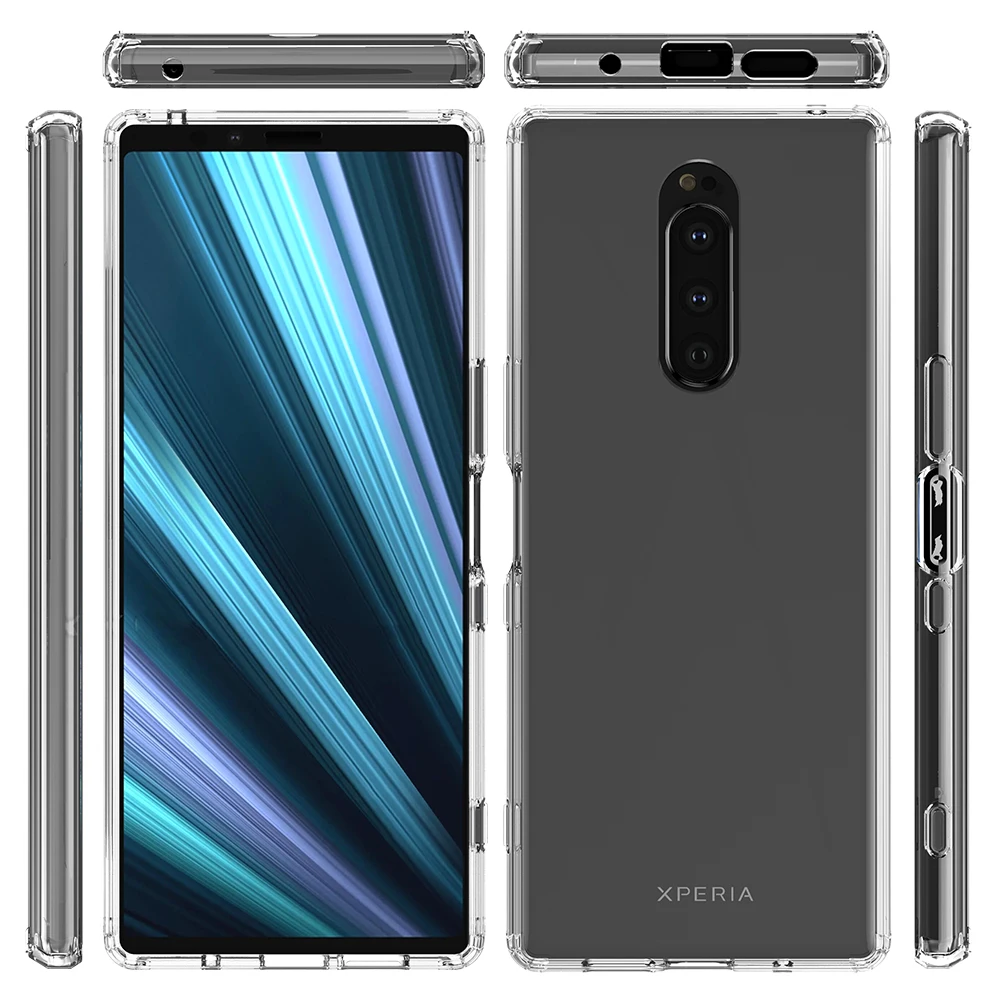 Для sony Xperia1 акрил + ТПУ противоударный прозрачный защитный чехол на заднюю панель