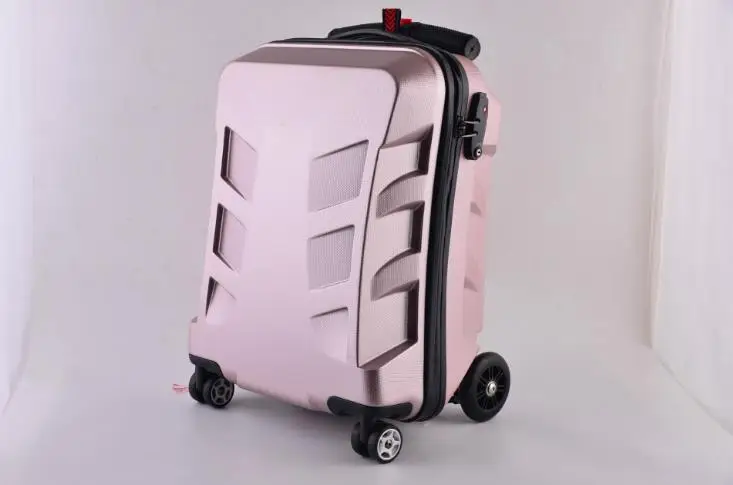 Детский Чемодан-скутер с колеса скейтборда Чемодан детский Багаж Дорожный чемодан-тележка mala de viagem koffer - Цвет: Розовый