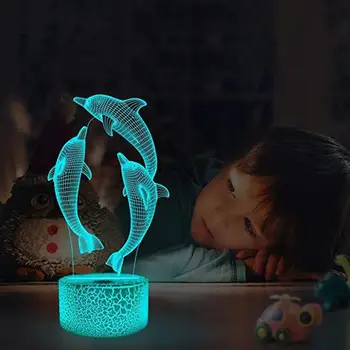 

3D 7 Colors Changing Dolphin Night Light Touch Switch Table Lamp Kids Xmas Gift Bedside Home decoration