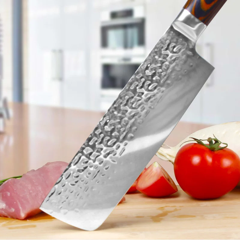 Профессиональные Кухонные ножи дамасский нож шеф-повара с деревянной ручкой кухонный нож s ручной работы молоток лезвие кухонные инструменты 30 см