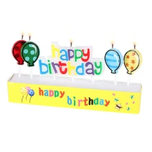 1 Набор свечей для торта с надписью «Happy Birthday», воздушные шары, Мультяшные декоративные топперы для торта, свечи для детского дня рождения