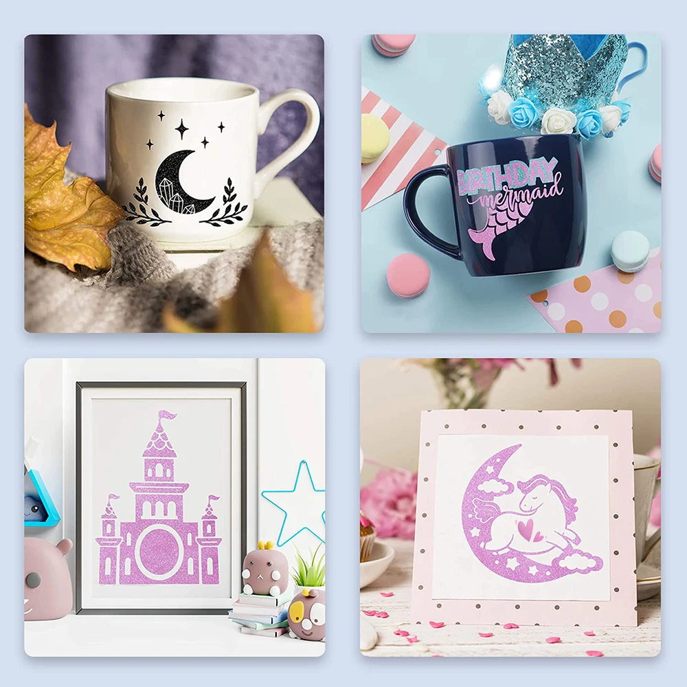 10pcs 12"x12" Bundle Glitter Adhesive Craft Vinyl Indoor and Outdoor Home Window Decor DIY Works for cut Joy Cutting Machines