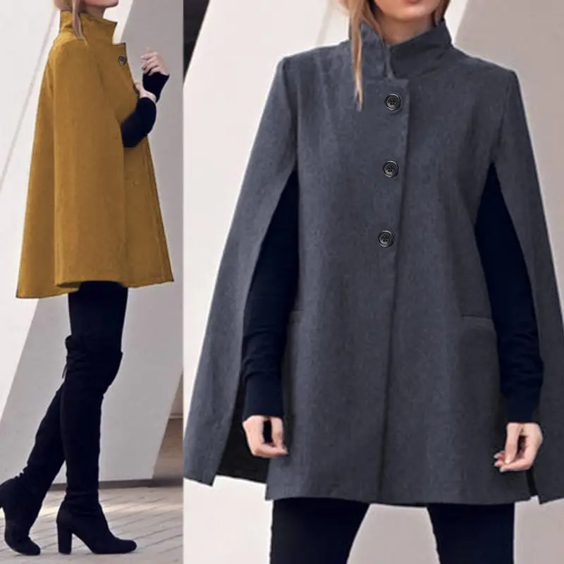 

Oversized Overcoat Women's Cloak Cape Stylish Poncho Coats ZANZEA 2020 Spring Casual Button Sleeveless Jackets Female Cardigan