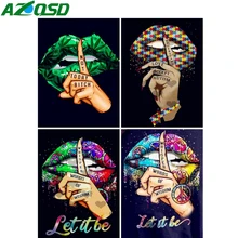 AZQSD DIY Paint By Numbers For Adults Mouth Figure Hand Canvas Painting Frameless Painting By Numbers Portrait Wall Decor Gift