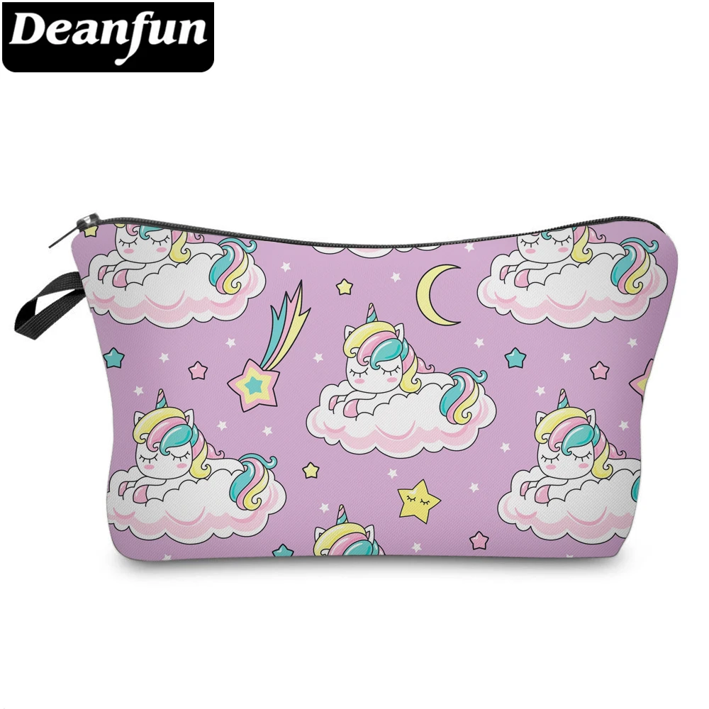 

Deanfun Waterproof Rainbow Cloud Unicorn Moon Cosmetic Bag Light Purple Star Small Makeup Bags Valentine's Day Gift 51602